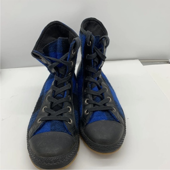 Converse All Star -Men’s Size 10.5-Plaid High Top Woolrich Sneakers -Black/Blue - Picture 15 of 16